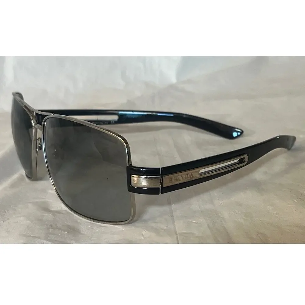 Authentic Prada SPR 54I 1BC-3M1 Sunglasses 64□12 Black Silver Read Wear